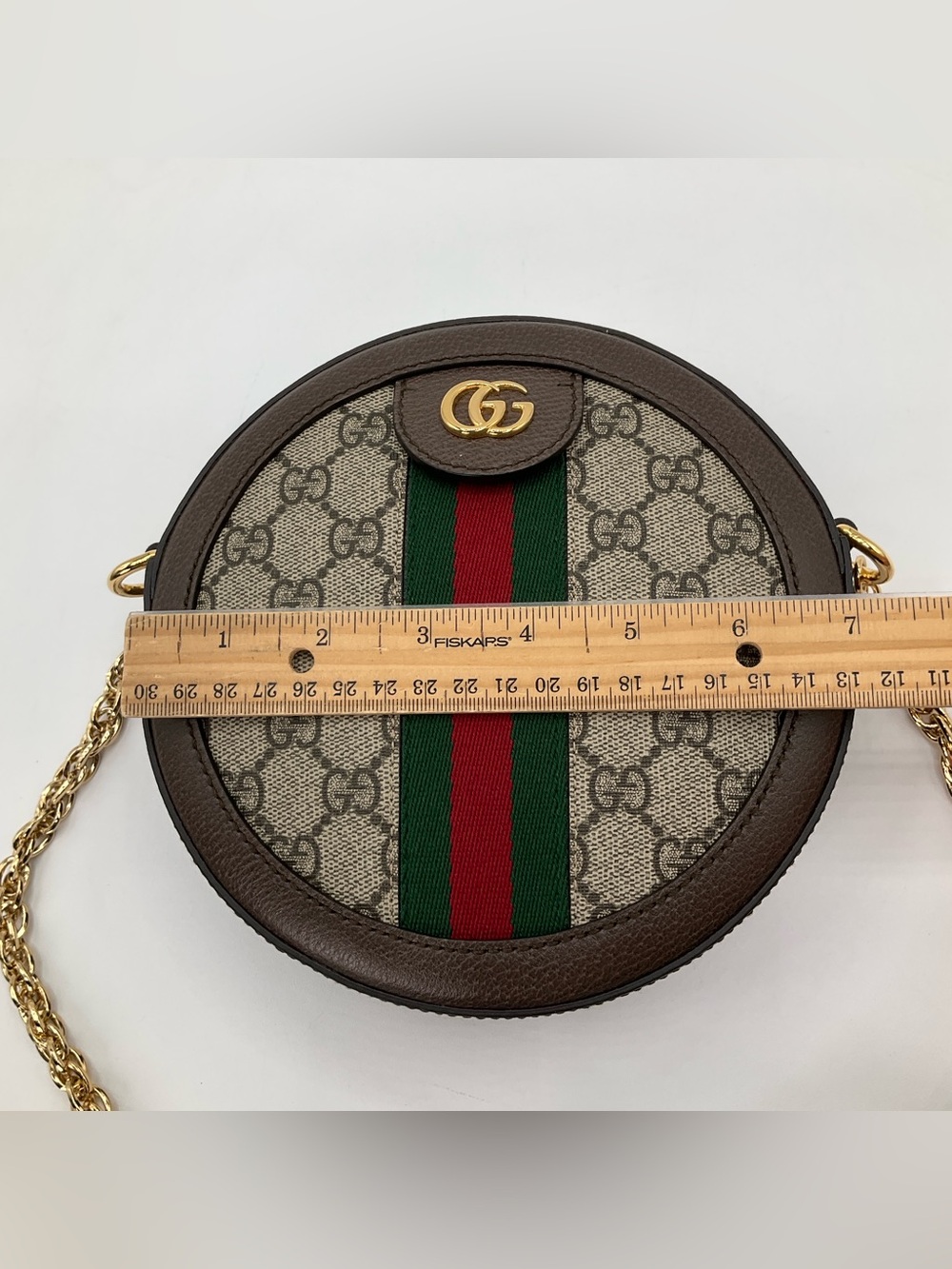 Gucci Ophidia Mini GG Round Shoulder Bag Supreme Monogram Canvas Web Stripe - Picture 12 of 15